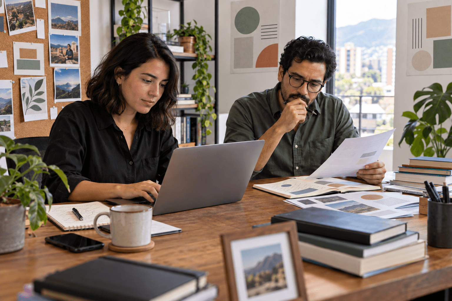 Founders preparing ideas for LinkedIn and in-depth content for their company blog