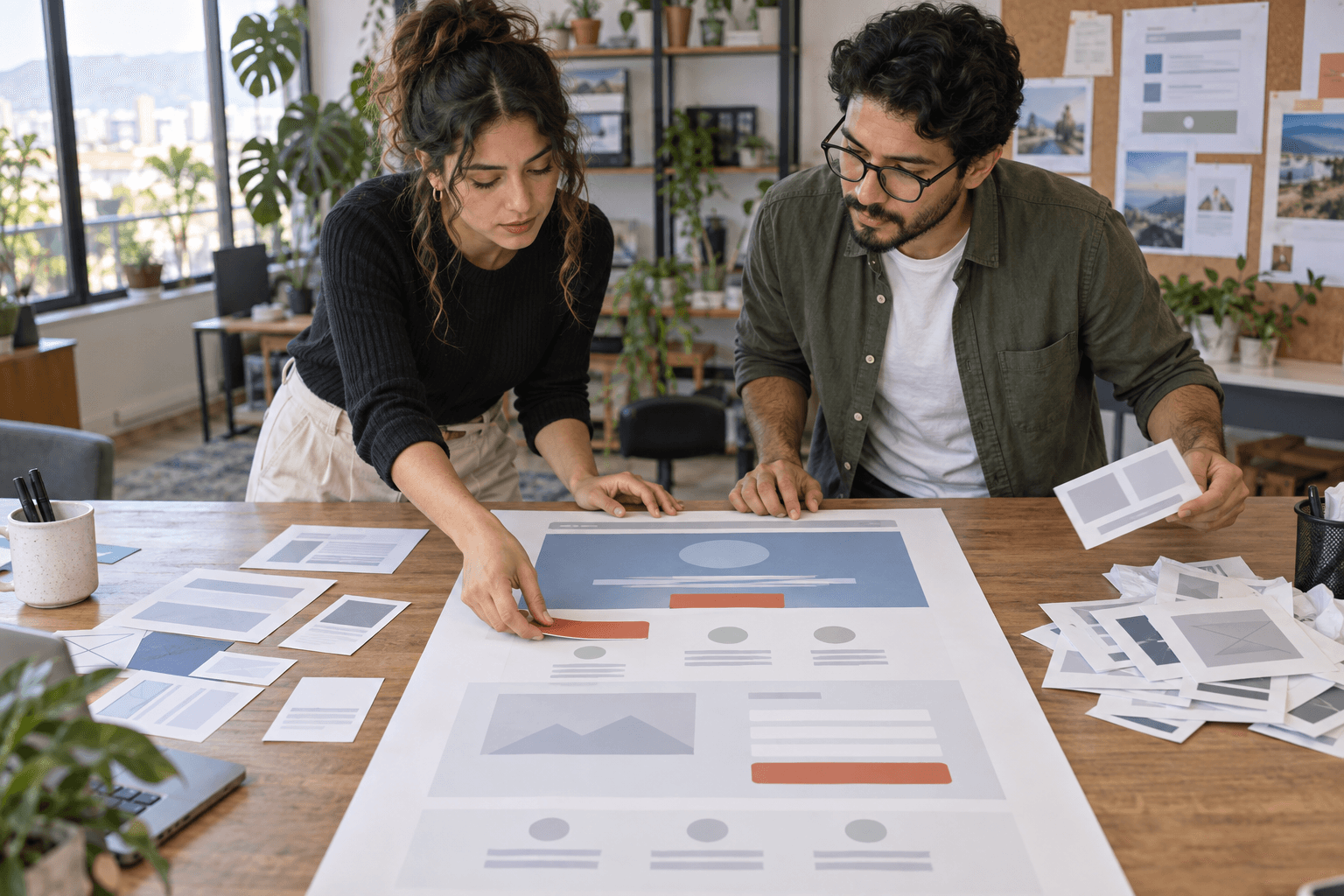 Team organizing a focused landing page for customer acquisition without distractions